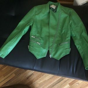 Faux leather green jacket